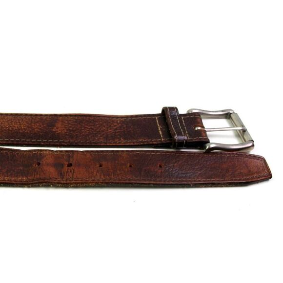 Mexico BROWN GENUINE LEATHER 1 1/2"Wd STITCHED DRESS MEN'S BELT Sz 42/105 (E57 - Picture 10 of 11